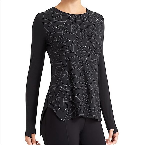 🥂HP🍾 NWOT DEREK LAM 10C x ATHLETA long sleeve geometric print top small new - Picture 1 of 5